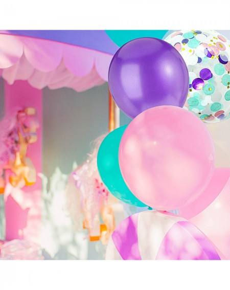 Balloons Mermaid Balloon Arch & Garland Kit- Purple- Pink- Aqua- White and Mermaid Confetti Balloons with 16ft Balloon Strip ...
