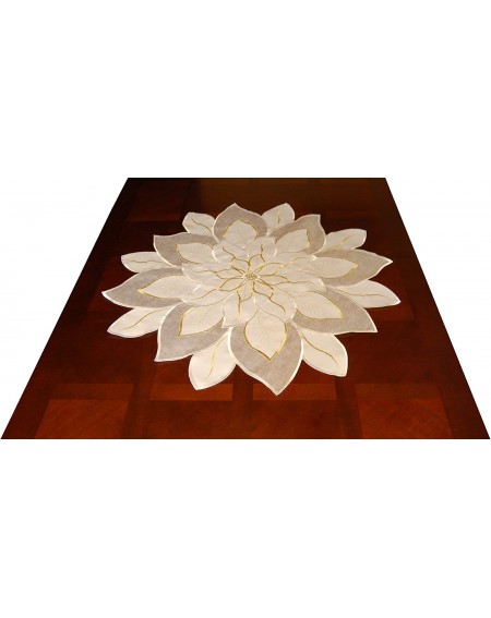 Centerpieces Embroidered Holiday Table Topper (33.5" x 33.5"- White) Poinsettia - White Poinsettia - C6182OEZN5T $31.11