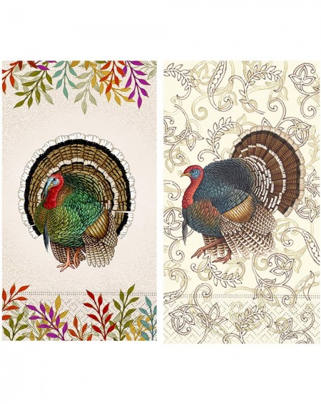 Tableware Thanksgiving Turkey Guest Towels Bundle - 30 CT in 2 Different Designs - Decorative Paper Napkins for Buffet Kitche...