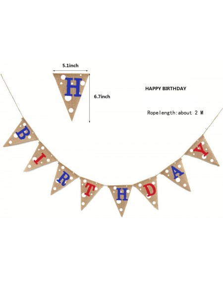 Banners HAPPY BIRTHDAY Burlap Banner（5.1x6.7inch）Independence Day Birthday Party Party July 4th celebration Decorations Banne...