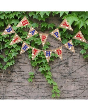 Banners HAPPY BIRTHDAY Burlap Banner（5.1x6.7inch）Independence Day Birthday Party Party July 4th celebration Decorations Banne...
