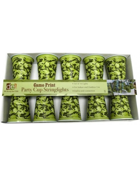 Indoor String Lights 50137 - 10 Light Green Wire Camo Print Party Cup String Set (50137) - CY12MY6WEVW $17.78
