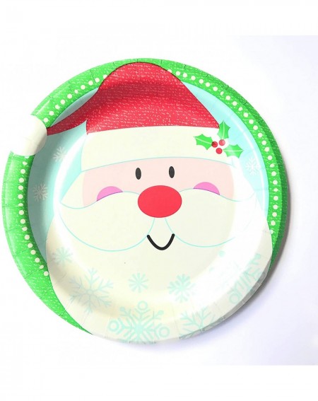 Tableware Christmas Paper Plates and Napkins - Santa with Reindeer Theme - Cute- Durable and Great Value! (Small Plates Only)...