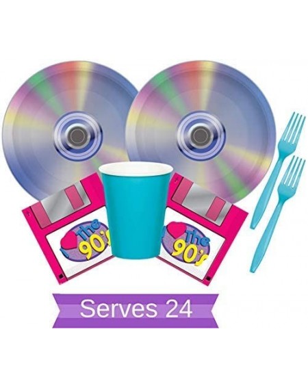 Party Packs 90s Party Supplies - CD Plates Cups Napkins and Forks for 24 People - Perfect 90s Party Decorations! - CP18ND6W86...