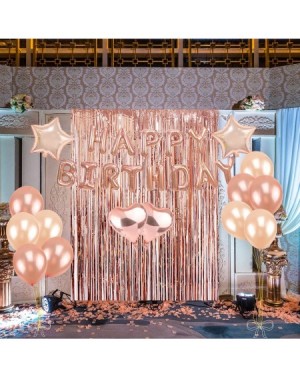 Balloons Rose Gold Birthday Party Decorations Kit- Happy Birthday Balloons Banner- Heart & Star Foil Balloons- Latex Confetti...