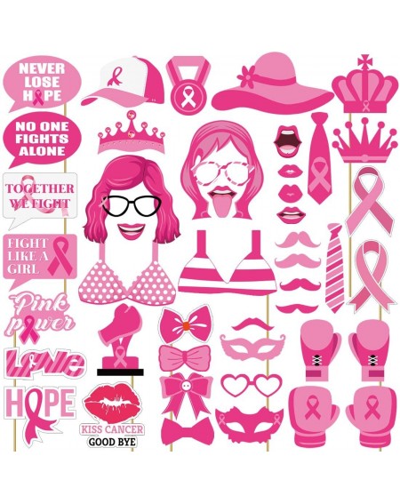 Photobooth Props Breast Cancer Awareness Photo Booth Props - Pink Ribbon Charity Event Fundraiser Party Supplies Decorations ...