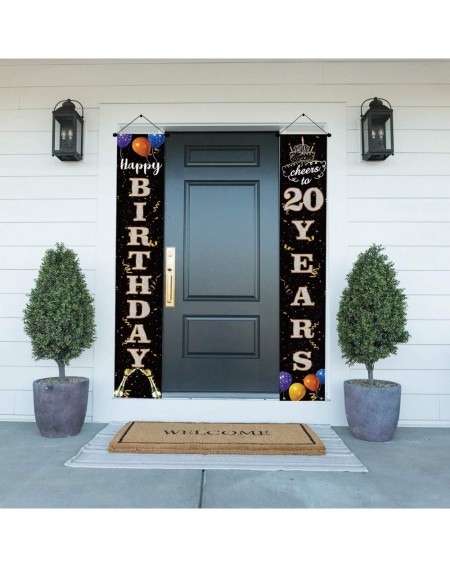 Banners & Garlands Happy 20th Birthday Door Banner- 20th Birthday Welcome Porch Sign Door Sign- Cheers to Twenty Years Old Bi...