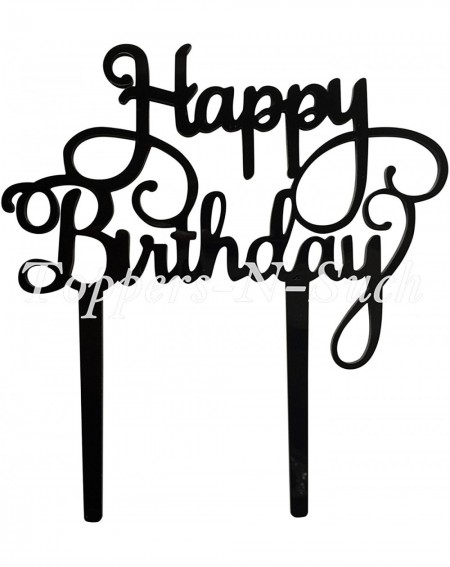 Cake & Cupcake Toppers Happy Birthday Acrylic Cake Topper (Black) - CW12E7DZDOP $22.00