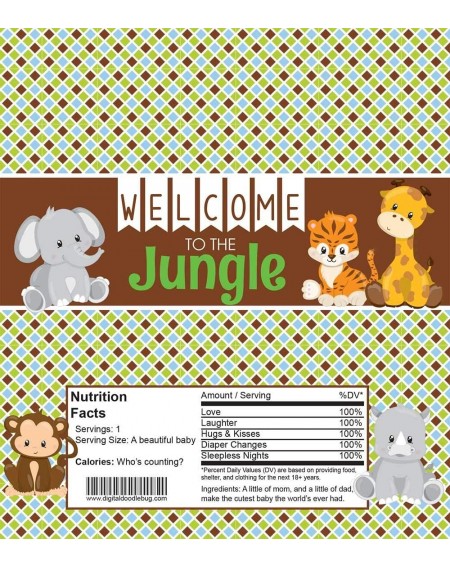 Favors Animal Candy Bar Wrappers Baby Shower Favors for Boy Set of 25 (Safari- NO foil or Tape) - Jungle - CI18QRU4Z5U $8.40