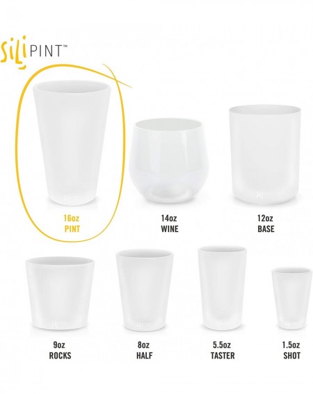 Tableware Silicone Pint Glass- Patented- Shatter-proof- Unbreakable Silicone Cup Drinkware (4-Pack- Frosted White) - Frosted ...