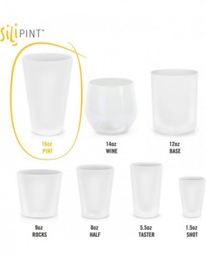 Tableware Silicone Pint Glass- Patented- Shatter-proof- Unbreakable Silicone Cup Drinkware (4-Pack- Frosted White) - Frosted ...