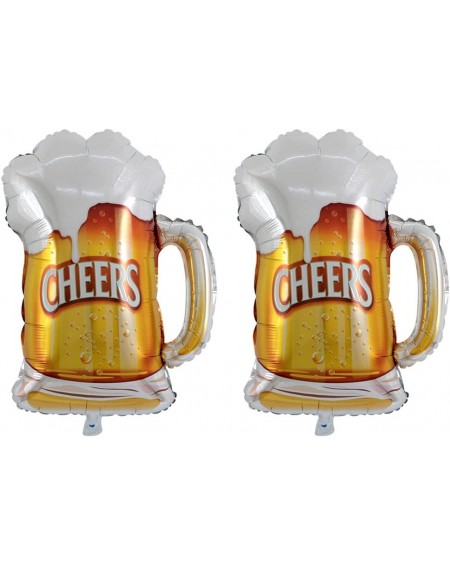 Balloons 2 Pcs Foil Balloons Crown and Beer Cups Patterns Mylar Helium Balloons Party Decor (Golden) - CM18GWUGK85 $16.71