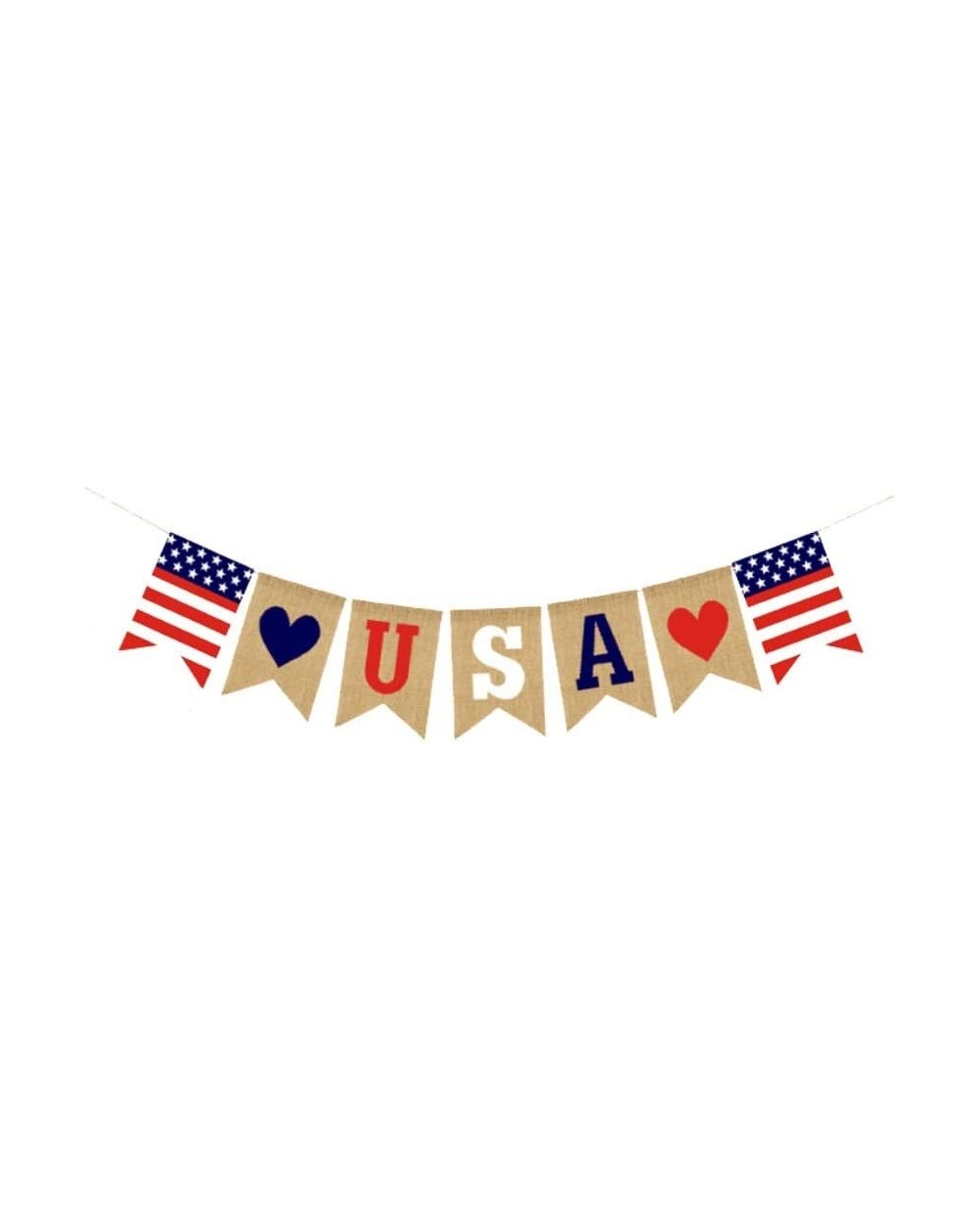 Banners 4th of July Banner USA Letter Banner Bunting America Independence Day Garland Bunting Banner Memorial Day Veterans Da...