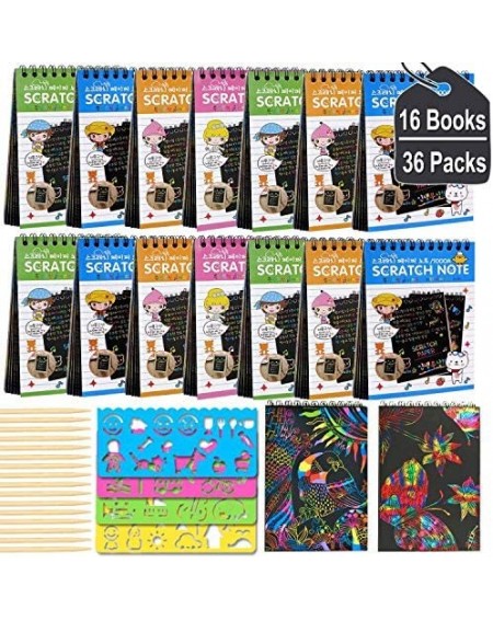 Party Favors 16 Pack Scratch Arts and Crafts Notebooks- Scratch Note Pads for Kids Rainbow Party Favors Coloring Books for Ki...