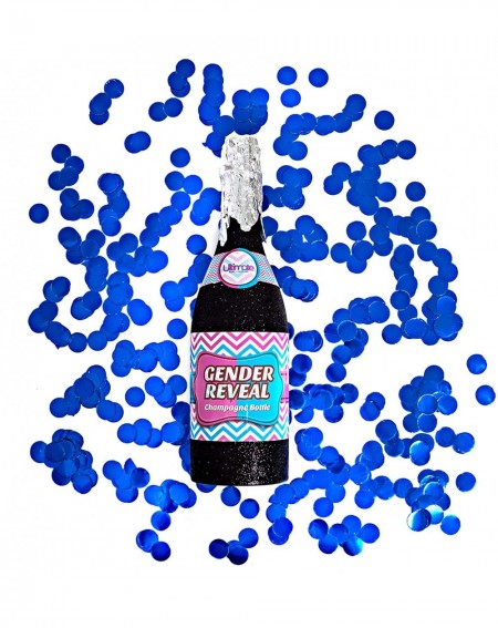 Confetti Gender Reveal Champagne Bottle Confetti Cannon Popper - Blue - Gender Reveal Supplies - Ultimate Party Supplies - Bl...