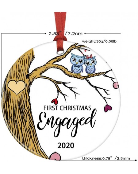 Ornaments Our First Christmas Engaged Ceramic Christmas Ornament- Engagement Couples Gift- Wedding Keepsake (Yellow) - Yellow...