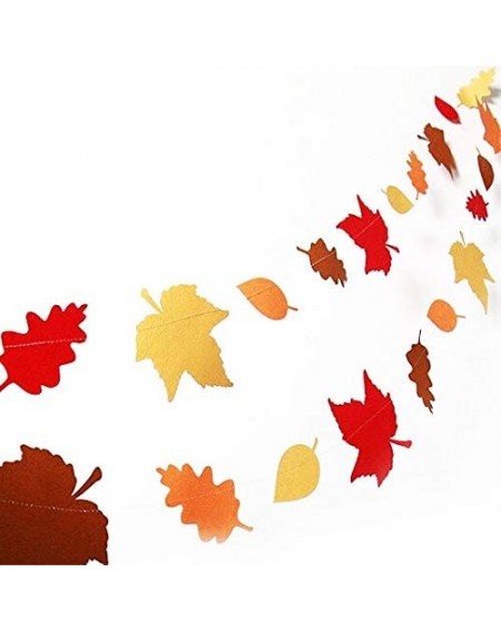 Banners & Garlands Autumn Theme Leaf Garland-Fall Paper Hanging Banner for Birthday Wedding Thanksgiving Party Supplies Backd...