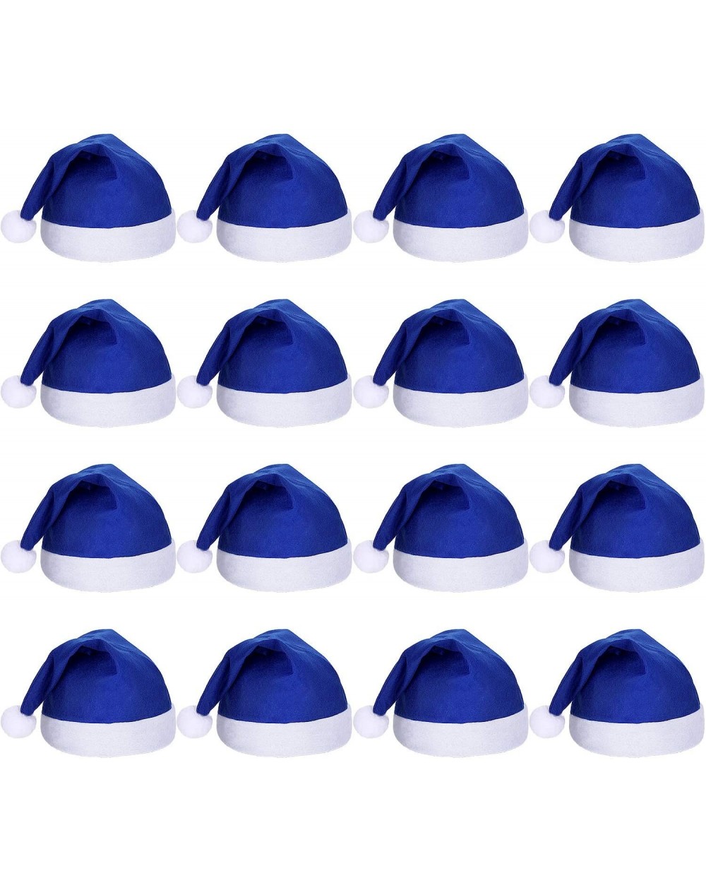 Hats 16 Pieces Christmas Non-Woven Fabric Santa Claus Hat Xmas Santa Hats for Adult (Blue) - Blue - CH19GH22MIW $19.98