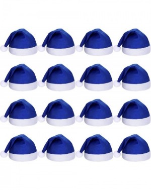 Hats 16 Pieces Christmas Non-Woven Fabric Santa Claus Hat Xmas Santa Hats for Adult (Blue) - Blue - CH19GH22MIW $19.98