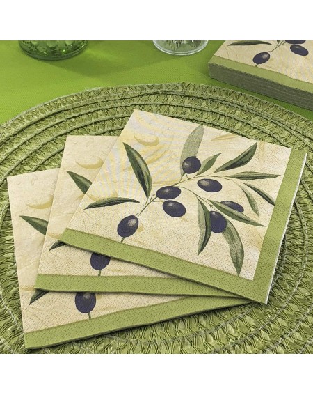 Tableware Decorative Floral Paper Lunch Napkins - The Olive Branch- 20 Count- 6.5 inch - The Olive Branch - CI1864M7TZA $18.94