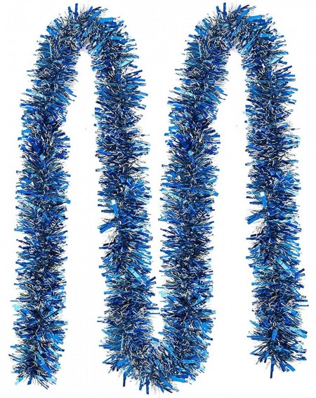 Garlands 4 Pcs 6.6 Ft Christmas Blue Sparkly Tinsel Garland- Metallic Twist Garland for Christmas Decoration - CG18YNHE29C $8.51