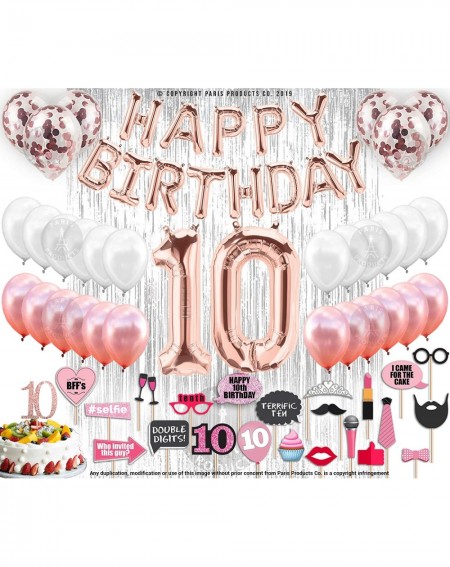 Balloons 10th Birthday Decorations for Girls with Photo Props - 10th Birthday Balloons - Rose gold Confetti Balloons - 10 yea...