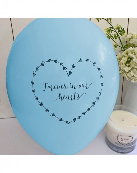 Balloons 25 Blue 'Forever in Our Hearts' Biodegradable Funeral Remembrance Balloons - for Memory Table- Memorial- Condolence-...