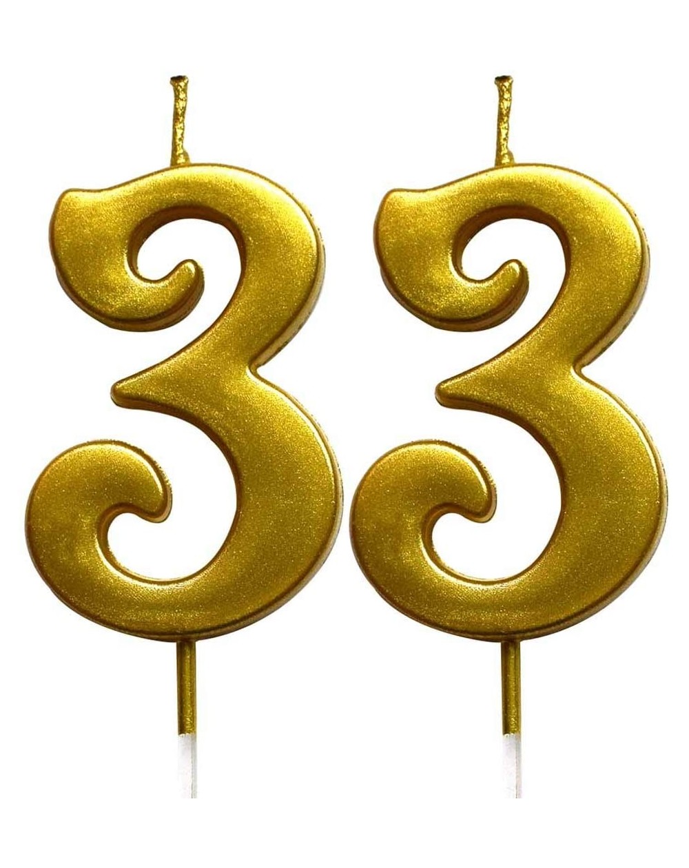 Birthday Candles Gold 33rd Birthday Numeral Candle- Number 33 Cake Topper Candles Party Decoration for Women or Men - CG18TZX...