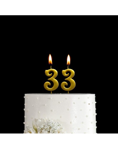 Birthday Candles Gold 33rd Birthday Numeral Candle- Number 33 Cake Topper Candles Party Decoration for Women or Men - CG18TZX...