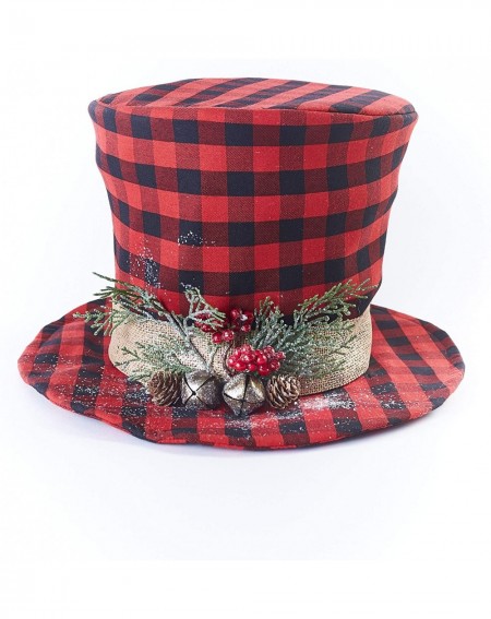 Tree Toppers Plaid Top Hat Tree Topper - Unique Christmas Tree Decoration - CY18YNEYR73 $52.01