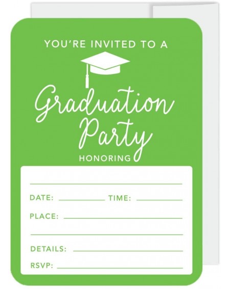 Invitations Graduation Invitations with Envelopes- 5x7-inch- Kiwi Green- 24-Pack- Junior High School College University Maste...