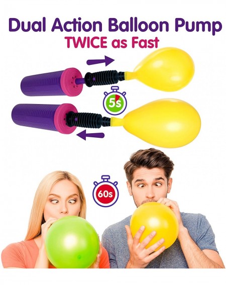 Party Packs Balloon Pump Hand Held- Inflator Air Pump for Balloons - 2Way Dual Action- 2Pack Friends can Help - Easy to Use- ...