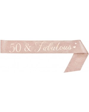 Favors 50th Birthday Sash- 50 & Fabulous Glittery Sash- Birthday Gifts for Women Party Supplies Favors Decorations (Rose Gold...