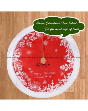 Tree Skirts Christmas Tree Skirt Faux Fur 48 inches Snowy Tree Skirt for Christmas Decorations (Red/White) - Red/White - CA18...