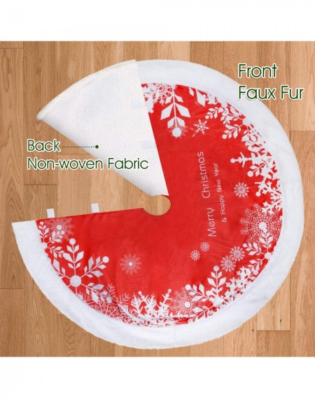 Tree Skirts Christmas Tree Skirt Faux Fur 48 inches Snowy Tree Skirt for Christmas Decorations (Red/White) - Red/White - CA18...