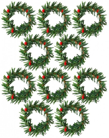 Wreaths Mini Artificial Christmas Wreaths Ornaments- 10 pcs - CZ192AX0T4M $8.97