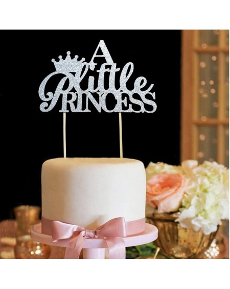 Cake & Cupcake Toppers A Little Princess with Crown Cake Topper for Girl Baby Shower- Birthday- Wedding Party Decorations Sil...