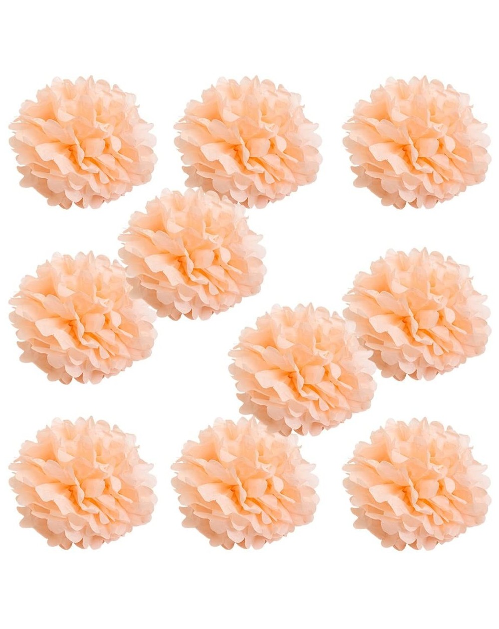 Tissue Pom Poms Set of 10 - Peach 8" - (10 Pack) Tissue Pom Poms Flower Party Decorations for Weddings- Birthday- Bridal- Bab...