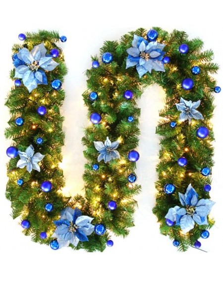 Garlands Christmas Garland- 8.8ft LED Pre-lit Christmas Garland- Christmas Rattan Artificial Flower Vine with Mixed Decoratio...