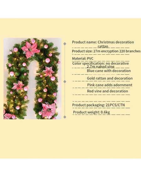 Garlands Christmas Garland- 8.8ft LED Pre-lit Christmas Garland- Christmas Rattan Artificial Flower Vine with Mixed Decoratio...