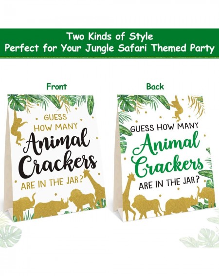 Banners & Garlands Gold Safari Baby Shower Decorations Supplies Guess How Many Animal Crackers Game with Standing Sign 30 Car...
