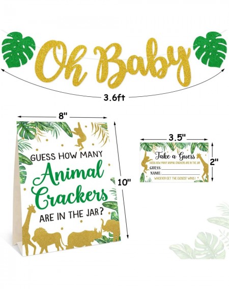 Banners & Garlands Gold Safari Baby Shower Decorations Supplies Guess How Many Animal Crackers Game with Standing Sign 30 Car...