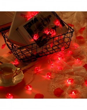 Outdoor String Lights Valentine's Day Heart String Light- 14.5 ft 40 LEDs 3D Heart Light- Battery Powered with 8 Modes- Remot...