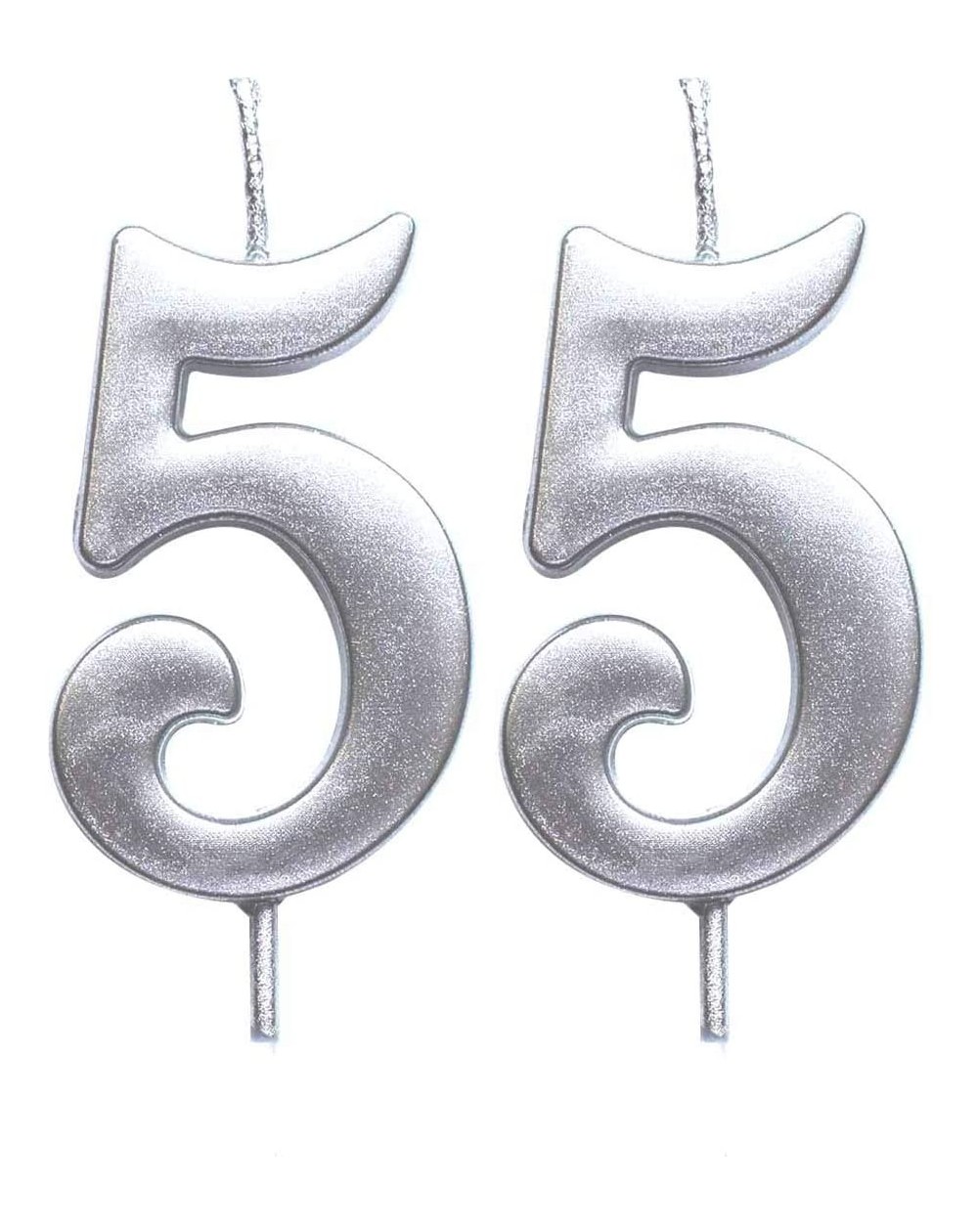Cake Decorating Supplies Silver 55th Birthday Numeral Candle- Number 55 Cake Topper Candles Party Decoration for Women or Men...