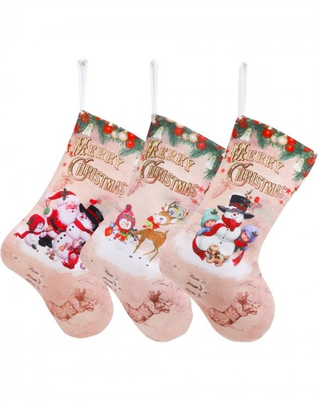 Stockings & Holders Christmas Stockings- 12" Set of 3 Santa/Snowman/Reindeer Classic Christmas Characters for Christmas Ornam...