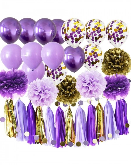Tissue Pom Poms Purple Gold Birthday Party Decorations Tissue Paper Pom Pom Purple Gold Confetti Ballons Birthday Decorations...
