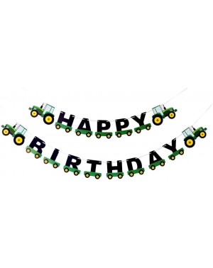 Banners & Garlands Kids Green Tractor Happy Birthday Party Banner- Construction Vehicle Birthday Banner with Farm Tractor The...