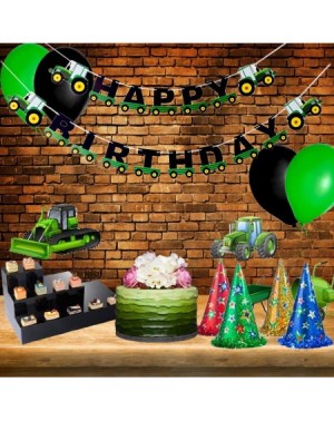 Banners & Garlands Kids Green Tractor Happy Birthday Party Banner- Construction Vehicle Birthday Banner with Farm Tractor The...