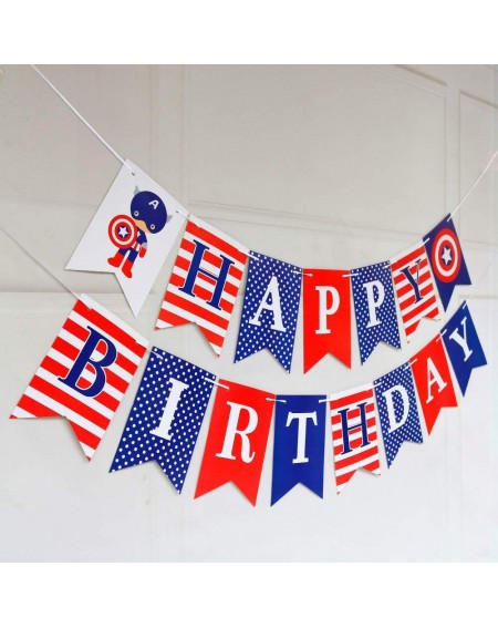 Banners & Garlands Captain America Theme Party Banner- Hero Theme Party Decoration for Boys-Kids Happy Birthday Party Banner ...