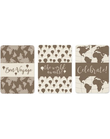Invitations Hot Air Balloon World Map Party Collection- Vintage Tan Brown- Chocolate Minis Labels- Fits Hershey's Miniatures ...